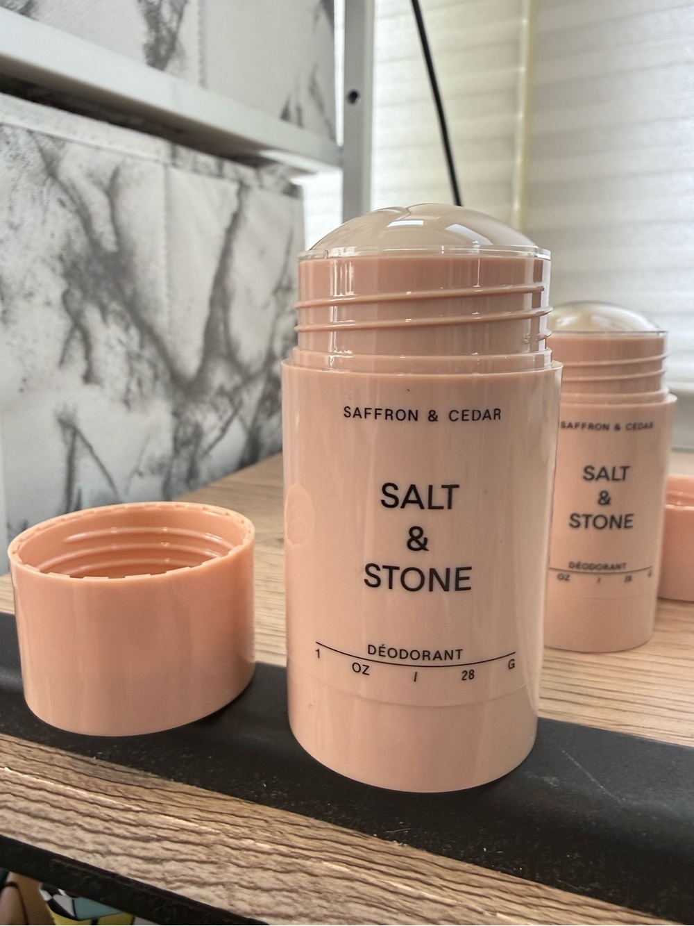NEW 1oz Salt & Stone Saffron & Cedar Deodorant Stick - Peach - Picture 4 of 5